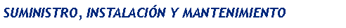 Cuadro de texto: SUMINISTRO, INSTALACIN Y MANTENIMIENTO